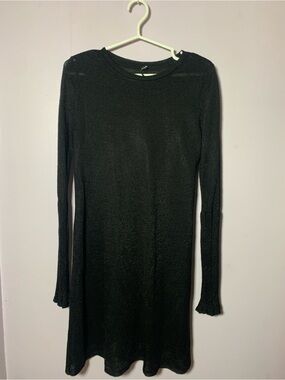 stradivarius Black Long-Sleeve Knit Dress